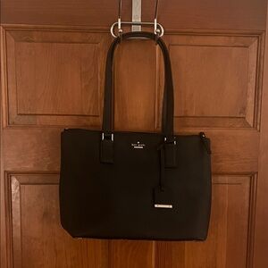 kate spade Black Saffiano Leather Tote with Zip Top